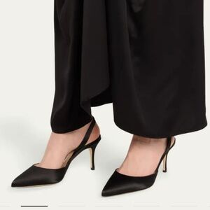 Manolo Blahnik Carolyne Satin Slingback Pumps